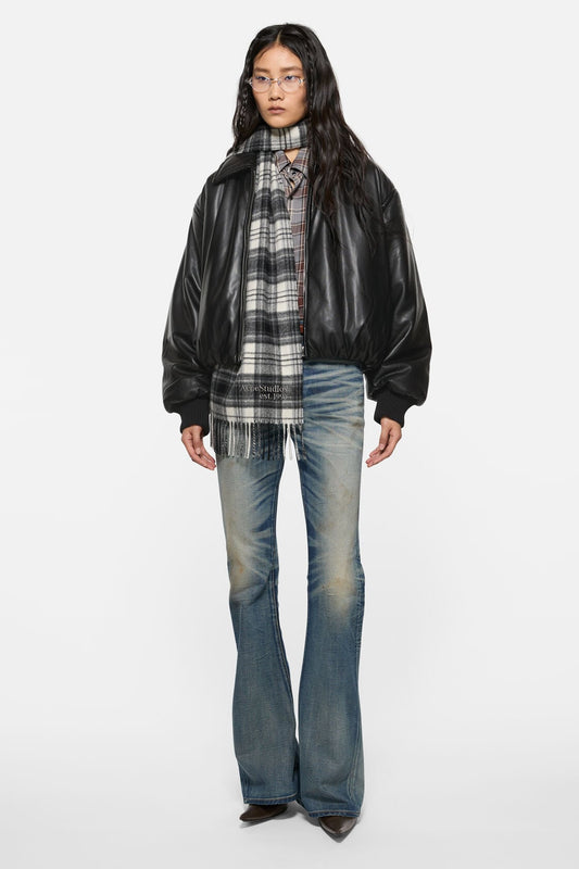 Faux leather bomber jacket - Black