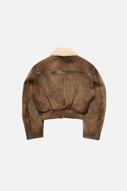 Suede bomber jacket - Camel brown