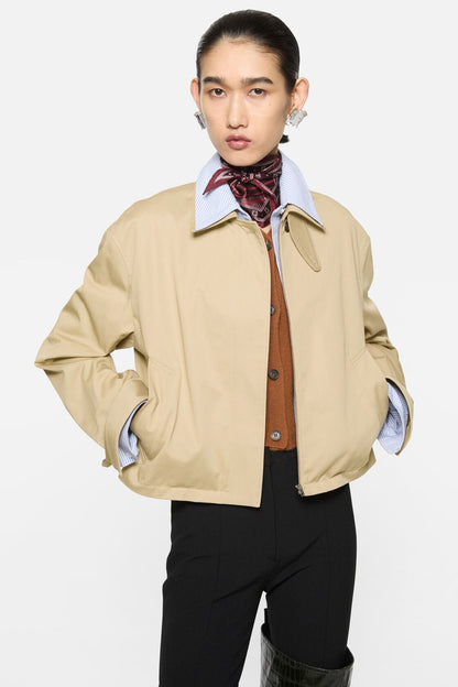 Layered twill jacket - Pale beige