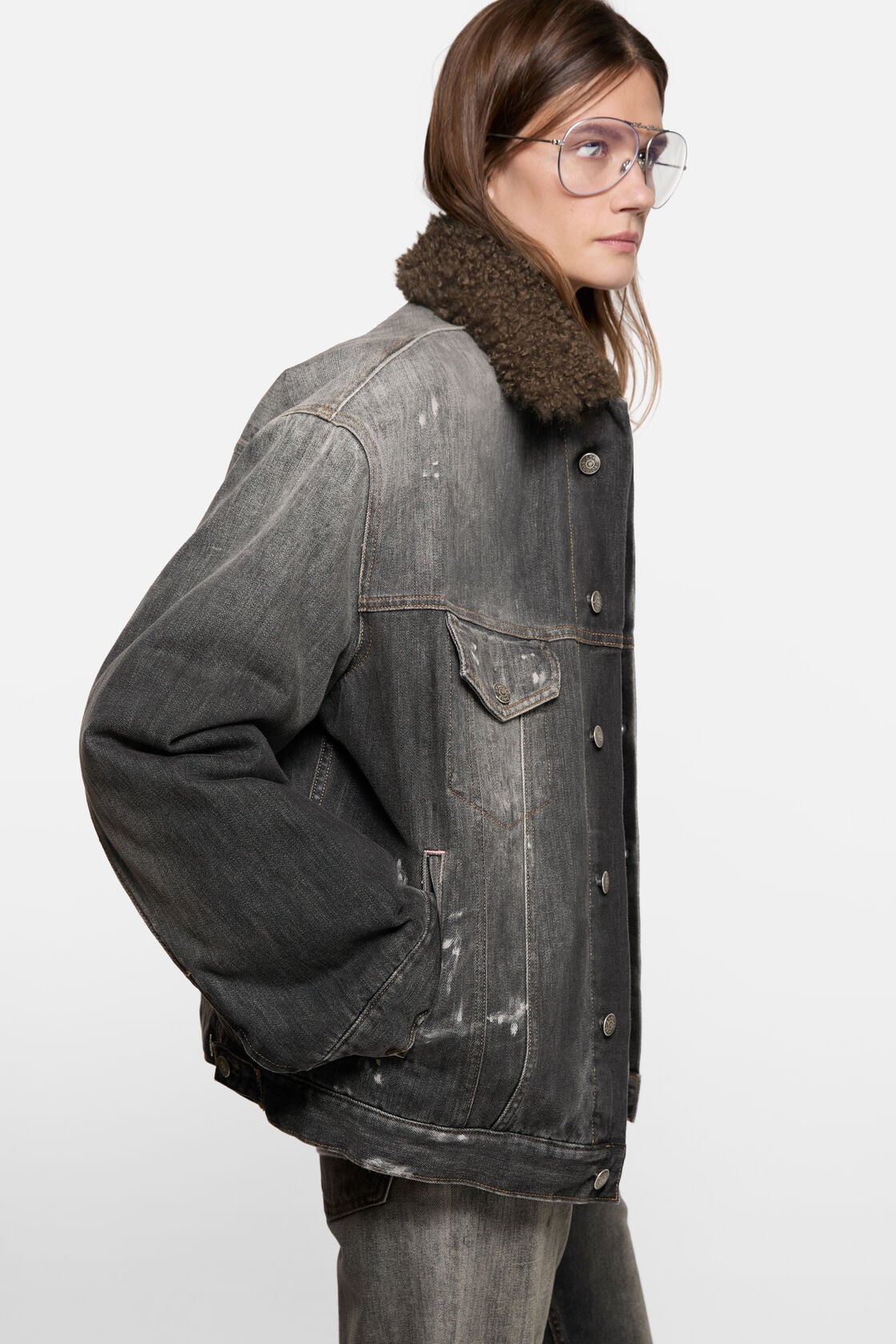 Washed denim jacket - Black