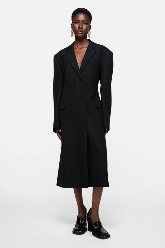 Double-breasted wool coat - Black