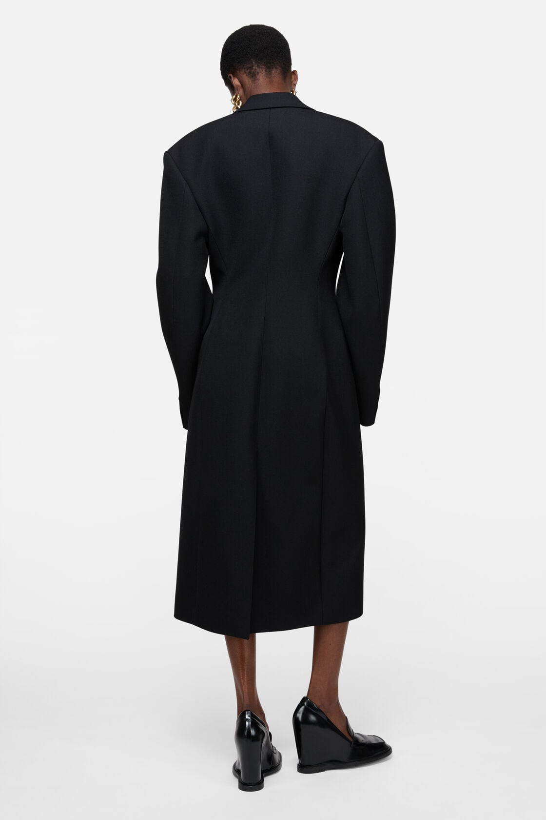 Double-breasted wool coat - Black
