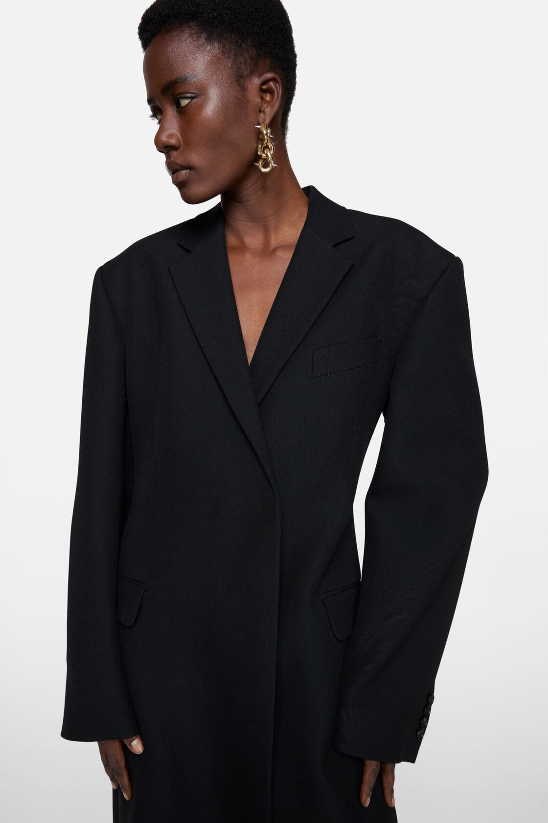 Double-breasted wool coat - Black