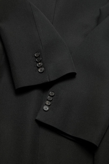 Double-breasted wool coat - Black