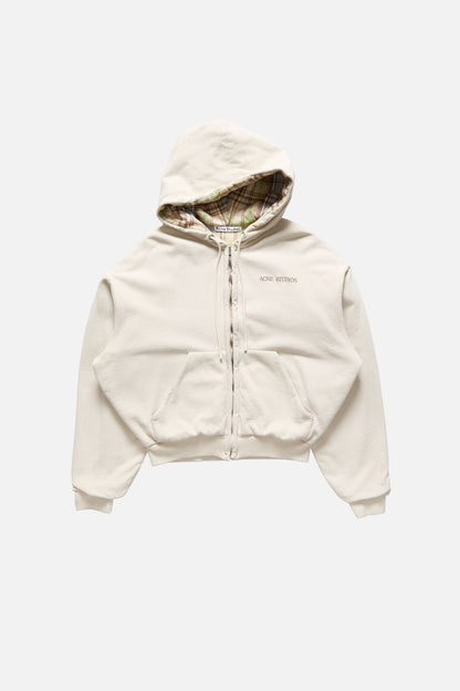 Fleece hoodie with logo - Pebble beige