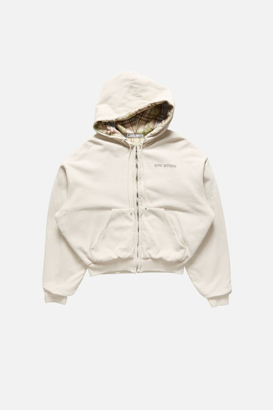 Fleece hoodie with logo - Pebble beige