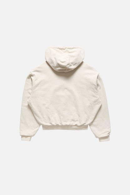 Fleece hoodie with logo - Pebble beige
