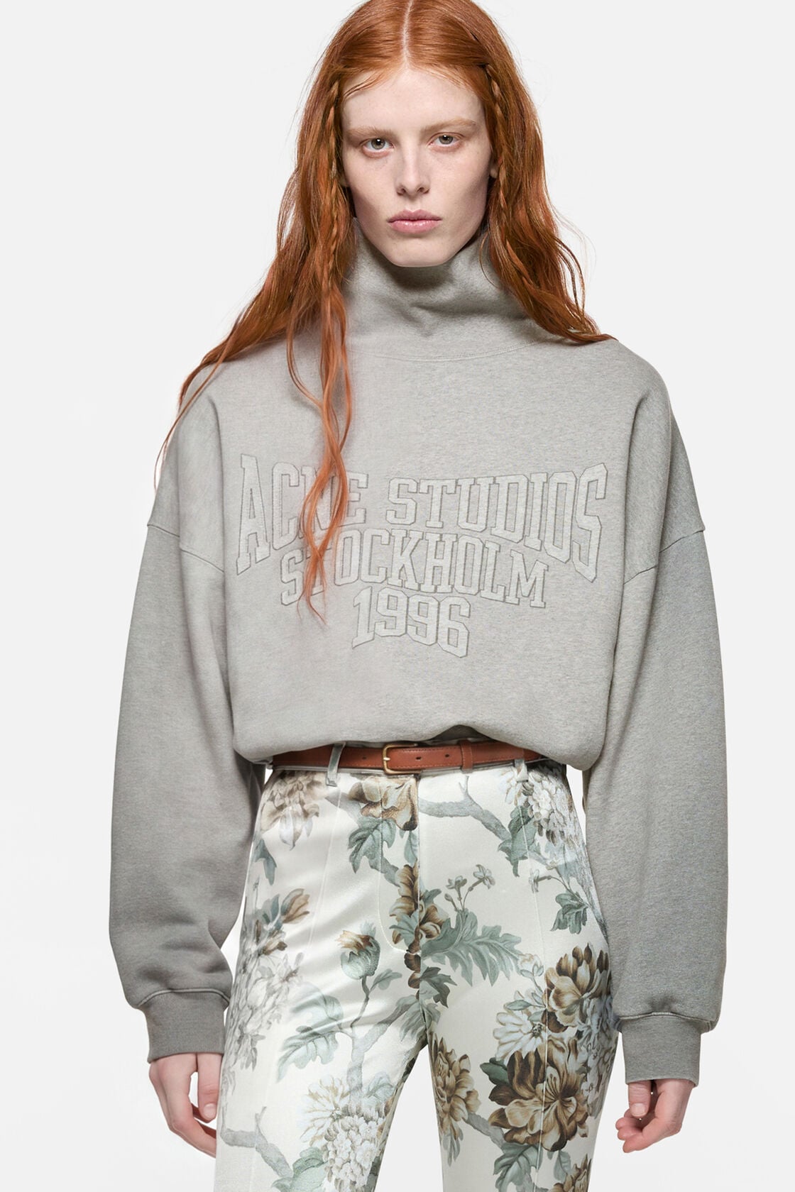 Fleece sweatshirt with logo - Grey Melange