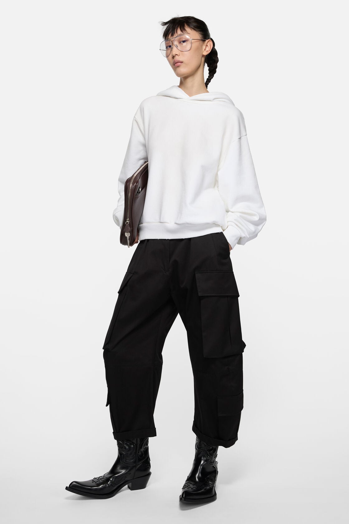 Fleece logo hoodie - Dusty white