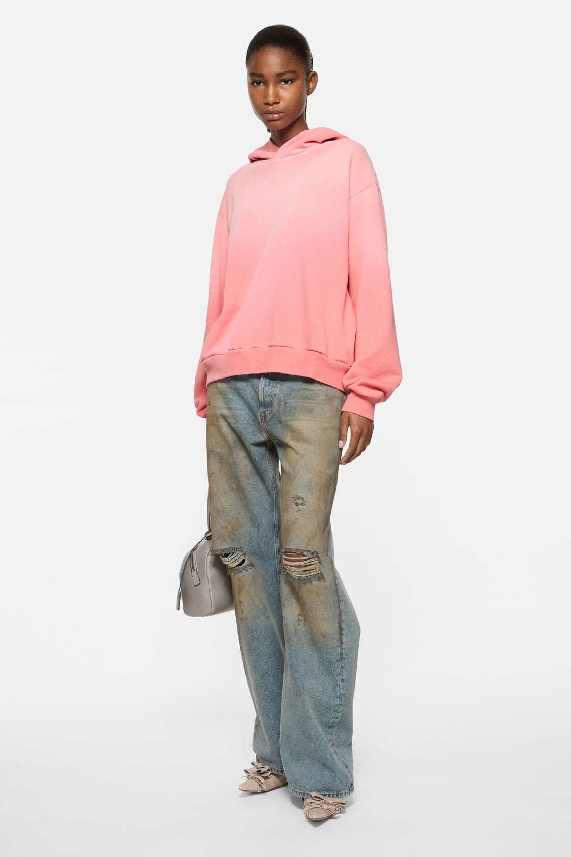 Fleece logo hoodie - Tango pink