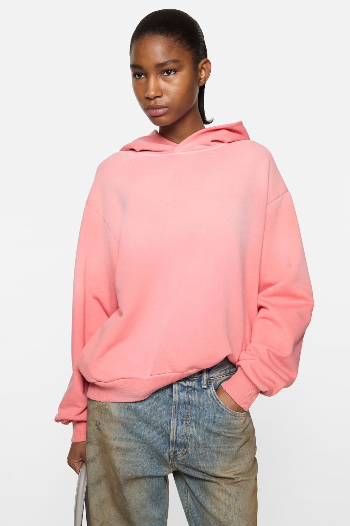 Fleece logo hoodie - Tango pink
