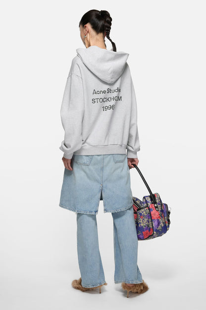 Fleece logo hoodie - Pale Grey Melange