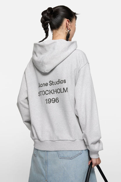 Fleece logo hoodie - Pale Grey Melange
