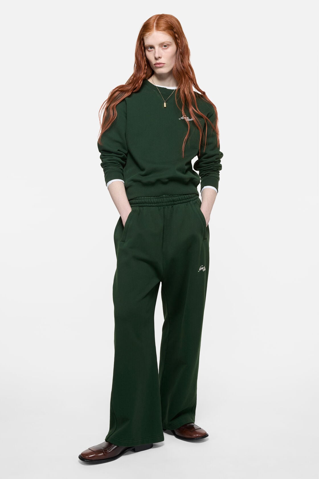 Fleece sweatshirt with logo - Dark green