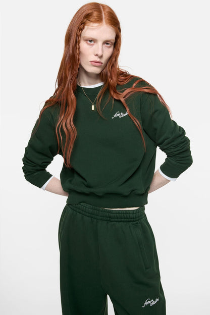 Fleece sweatshirt with logo - Dark green