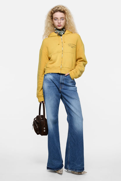 Sprayed zip hoodie - Mustard yellow