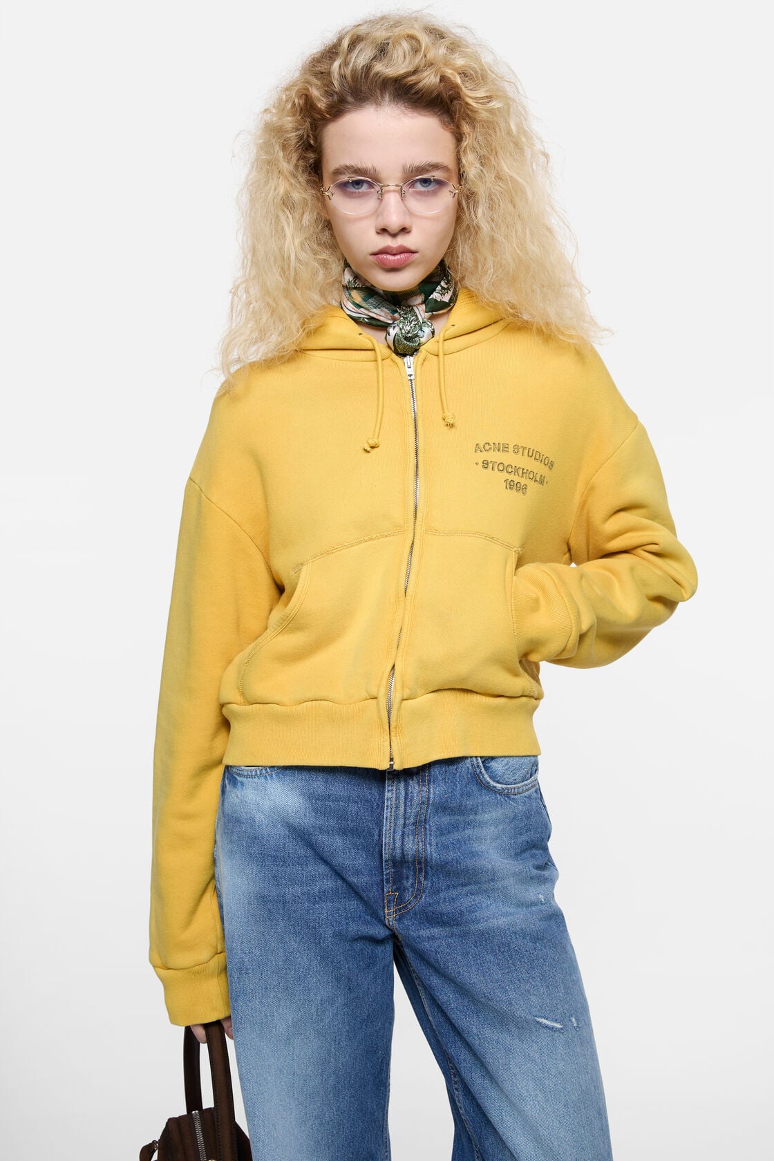 Sprayed zip hoodie - Mustard yellow