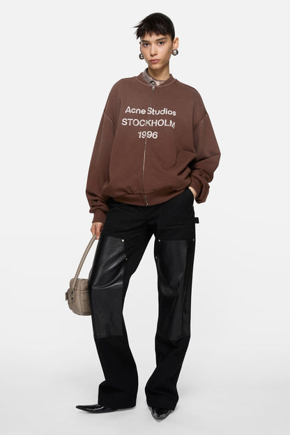 Washed zip-up cardigan - Chocolate brown