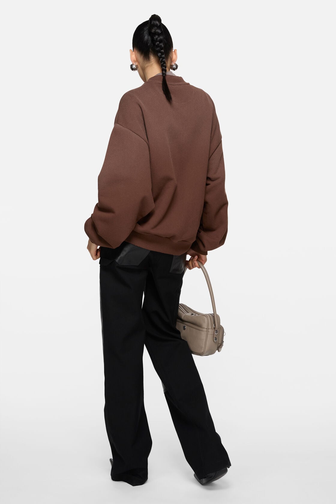 Washed zip-up cardigan - Chocolate brown