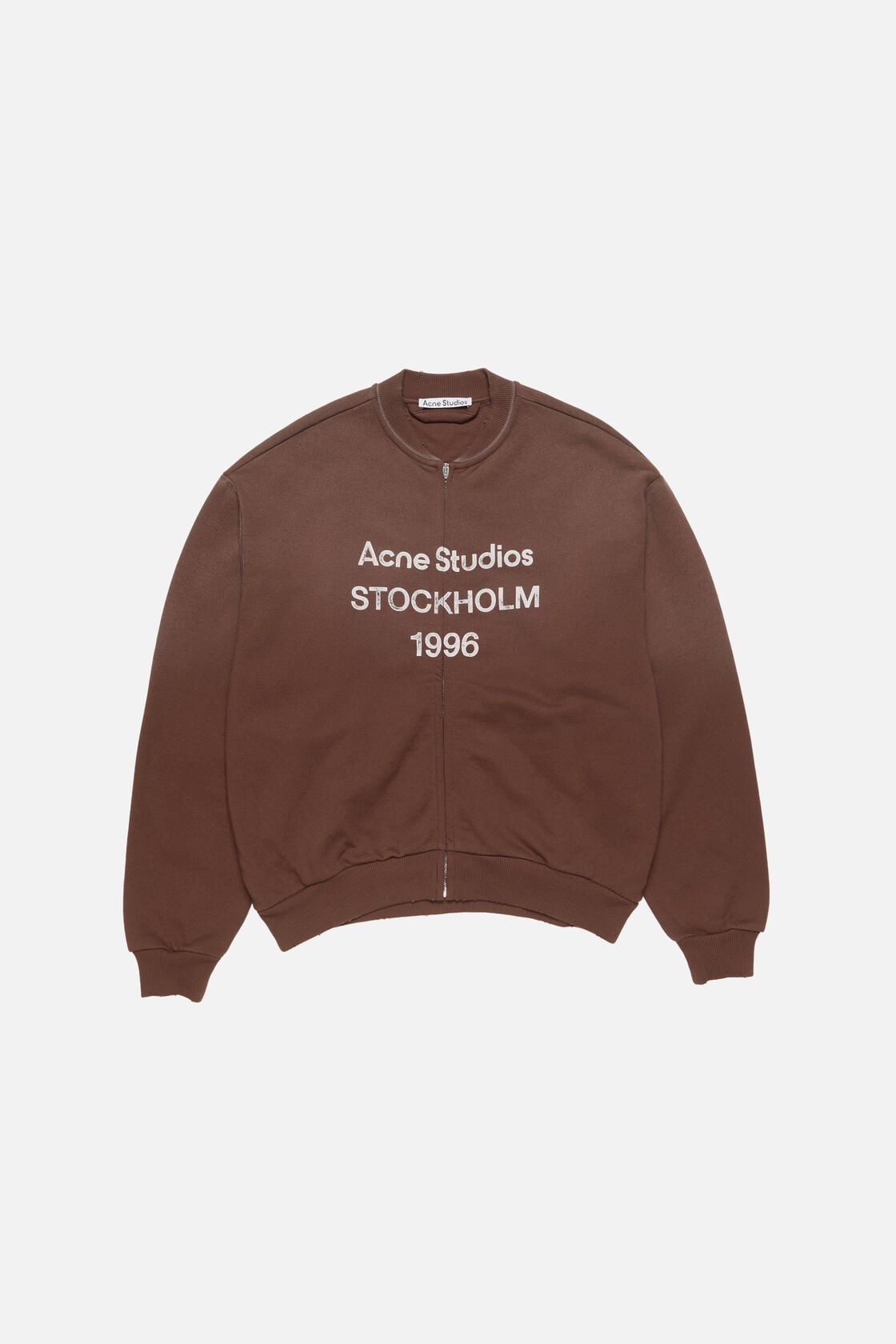 Washed zip-up cardigan - Chocolate brown