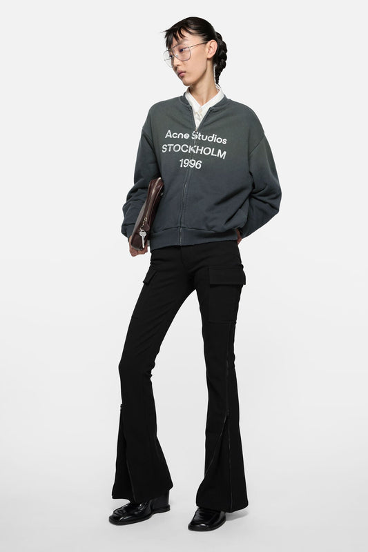 Washed zip-up cardigan - Black