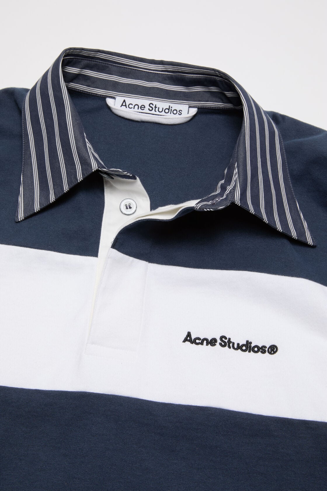 Striped polo sweatshirt - Navy/white