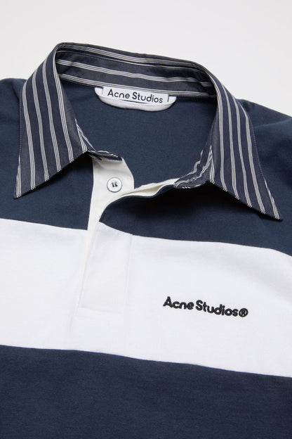 Striped polo sweatshirt - Navy/white