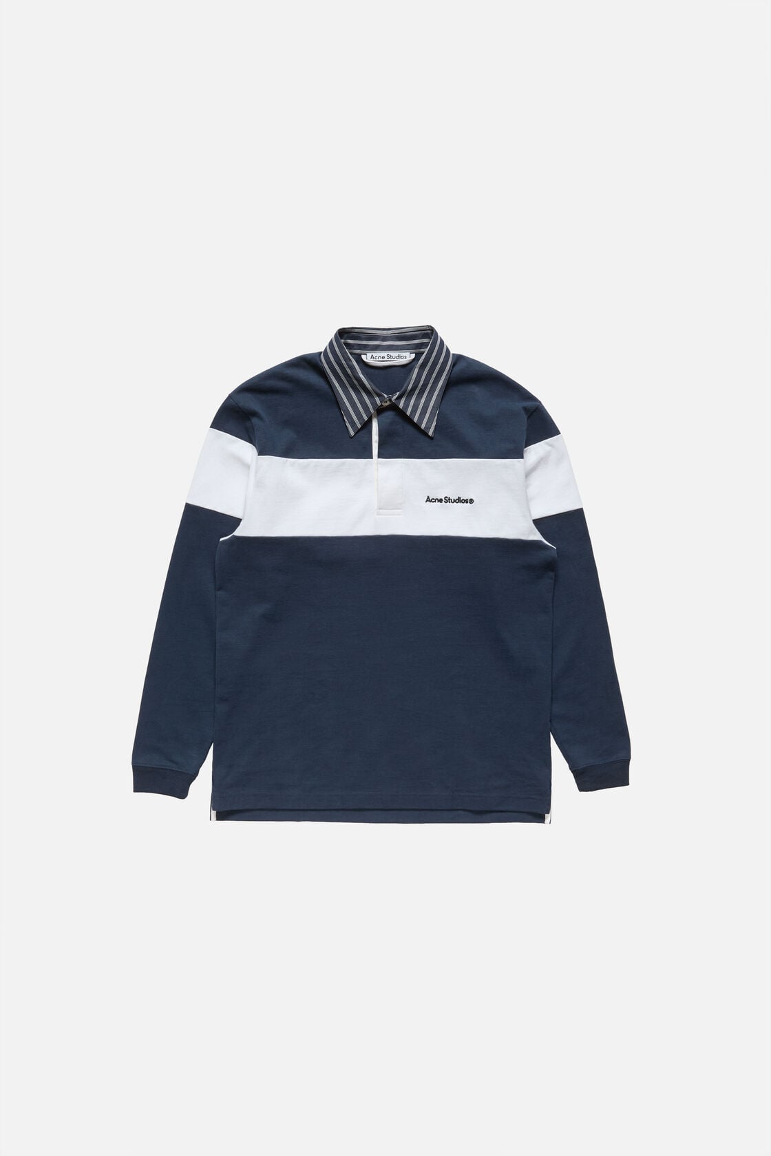 Striped polo sweatshirt - Navy/white