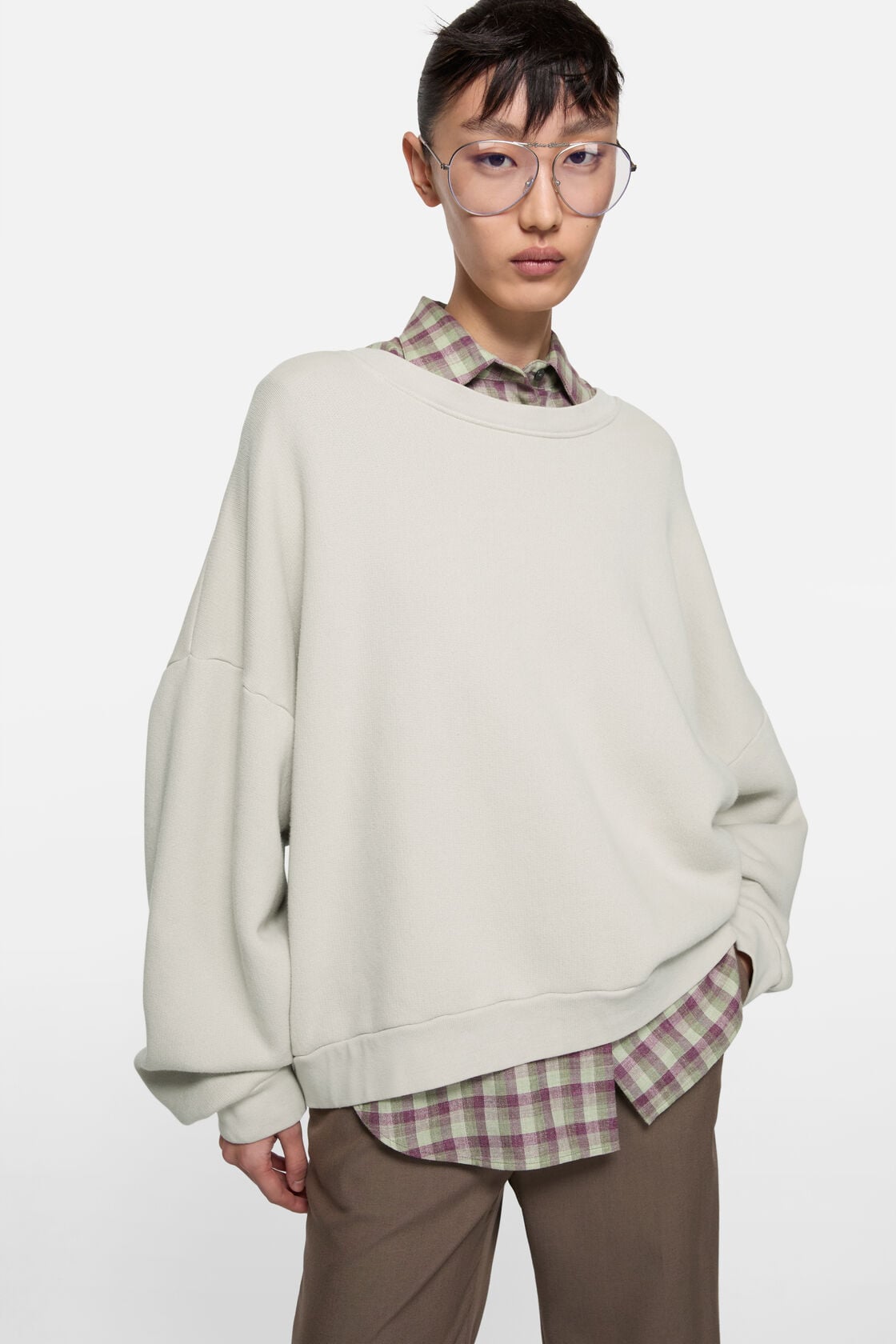 Rubber logo fleece sweatshirt - Light taupe