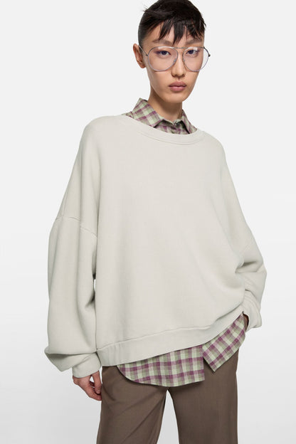 Rubber logo fleece sweatshirt - Light taupe