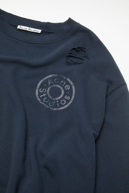 Distressed fleece sweatshirt - Dark navy