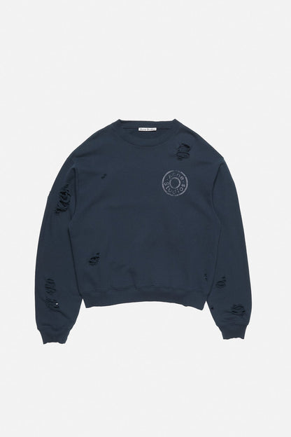 Distressed fleece sweatshirt - Dark navy