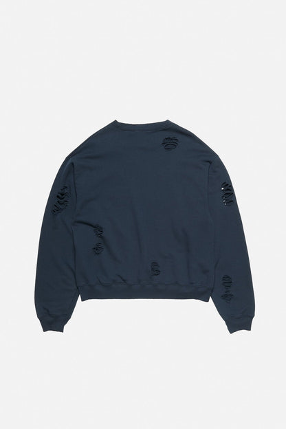Distressed fleece sweatshirt - Dark navy