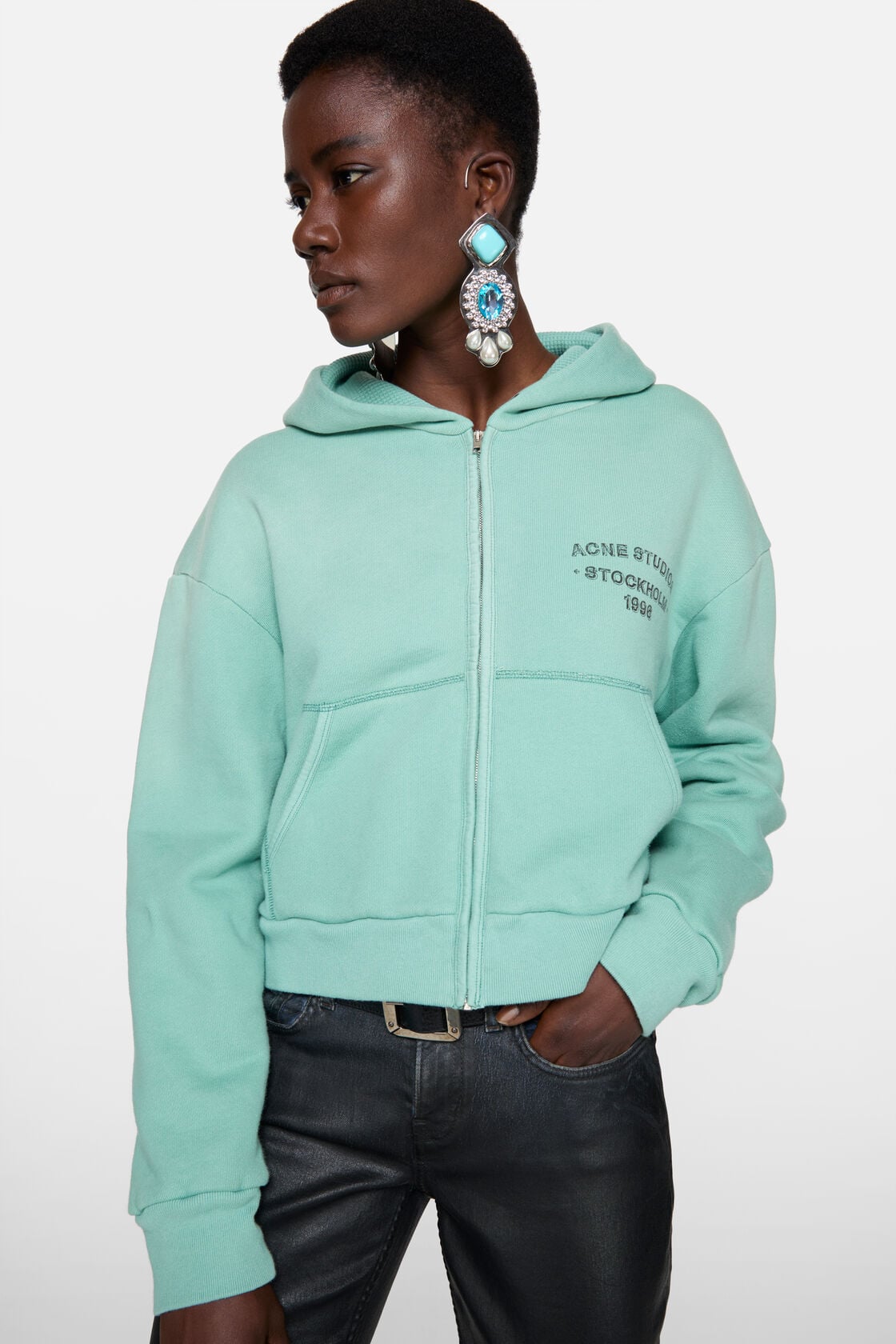 Sprayed zip hoodie - Mint green