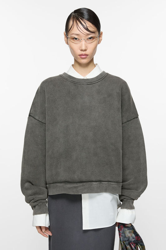 Rubber logo fleece sweatshirt - Faded black
