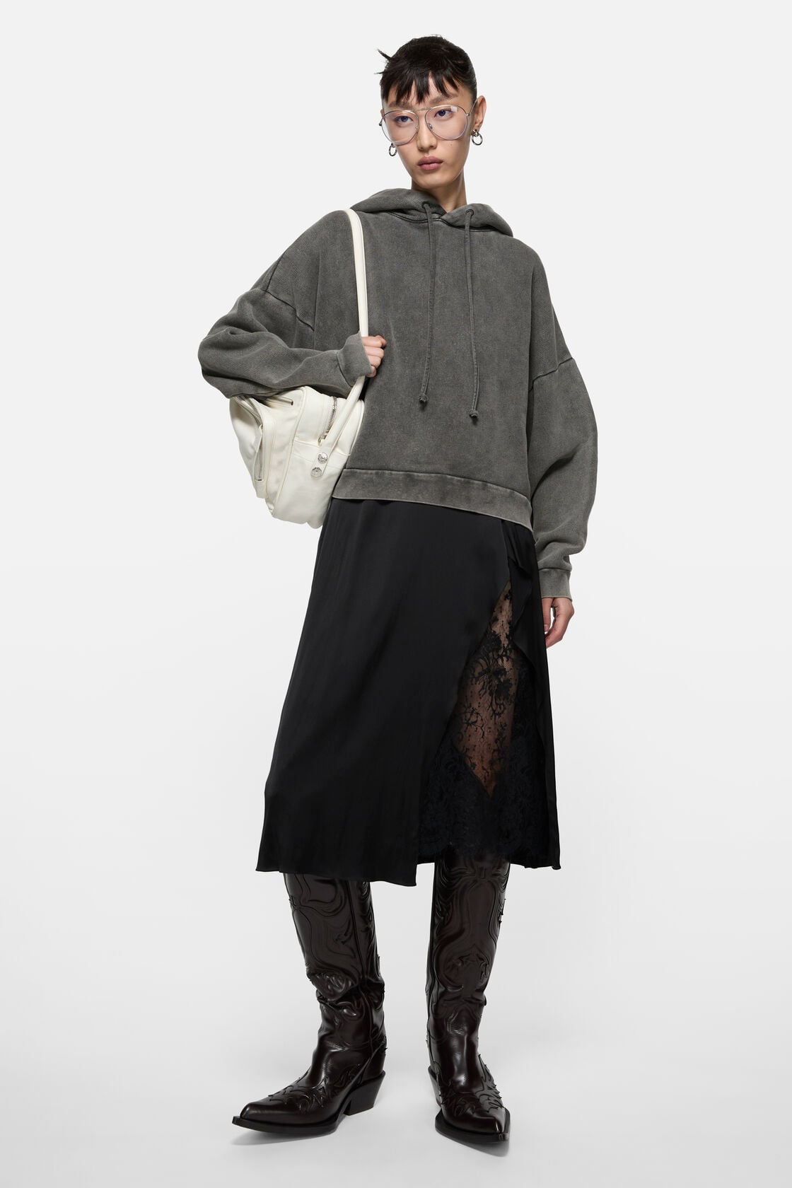 Rubber stamp logo hoodie - Faded black