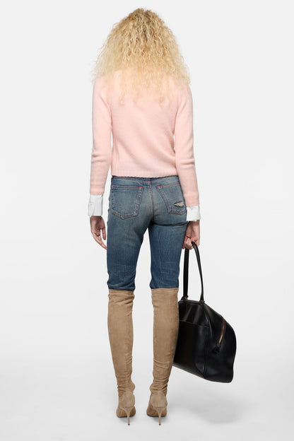 Cashmere V-Neck Cardigan - Light Rose Pink