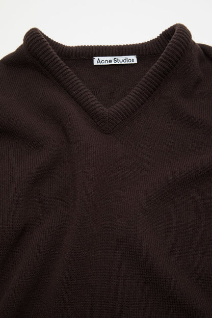 layered wool sweater - Dark brown