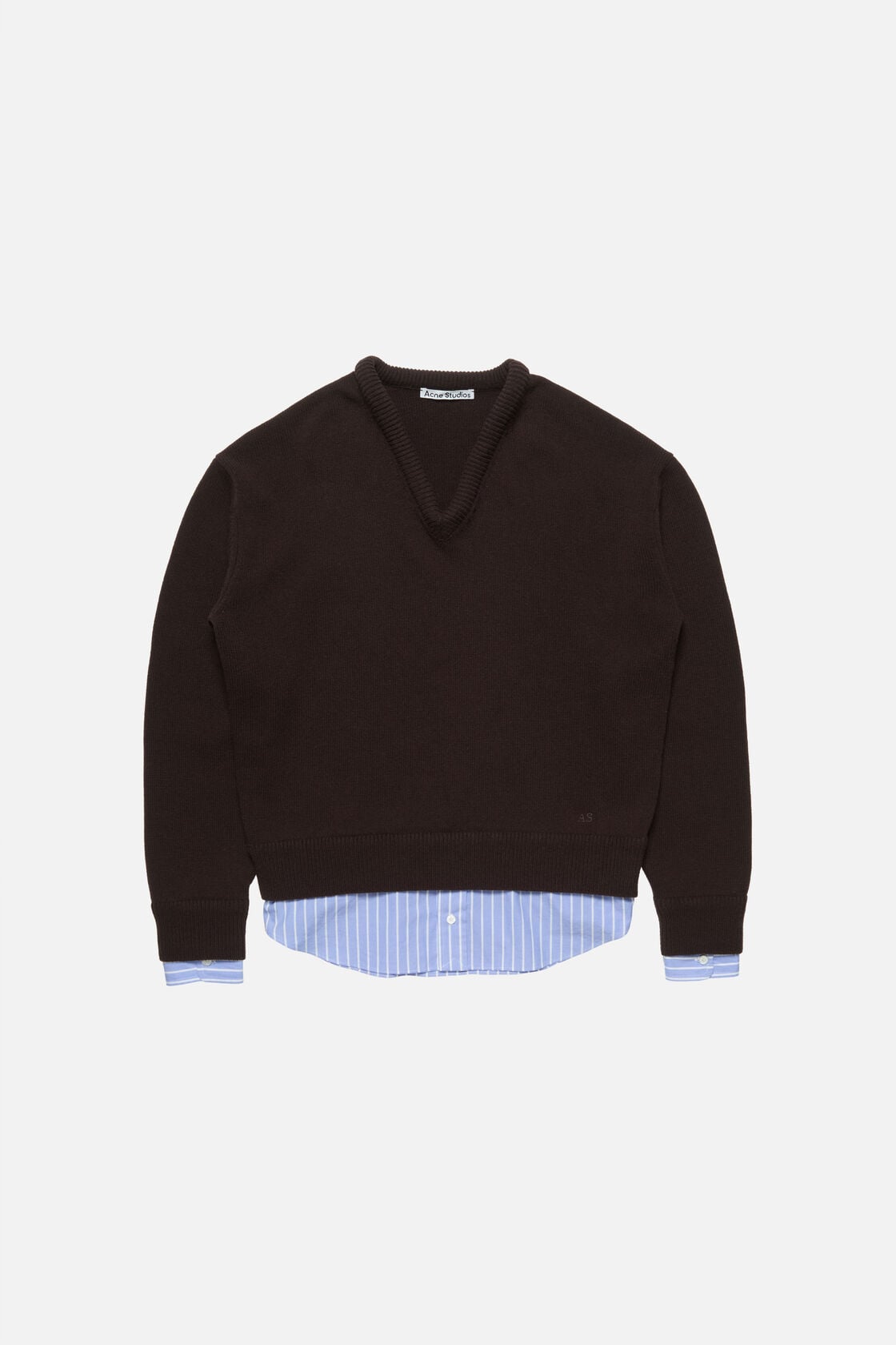 layered wool sweater - Dark brown
