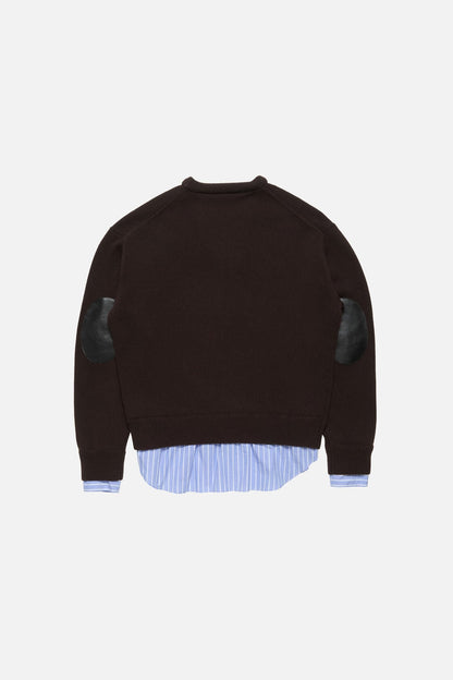 layered wool sweater - Dark brown