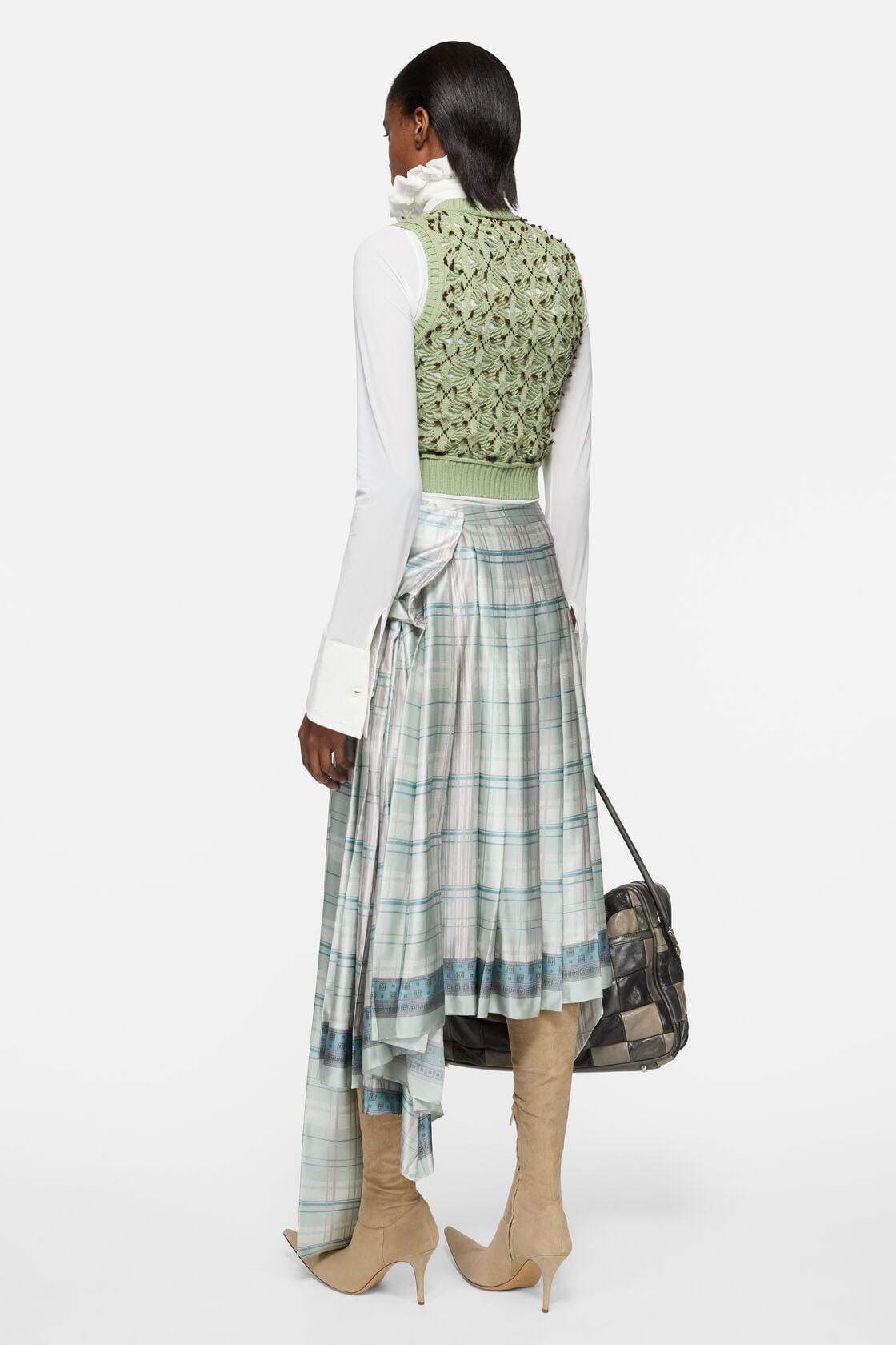 Argyle wool vest - Sage green