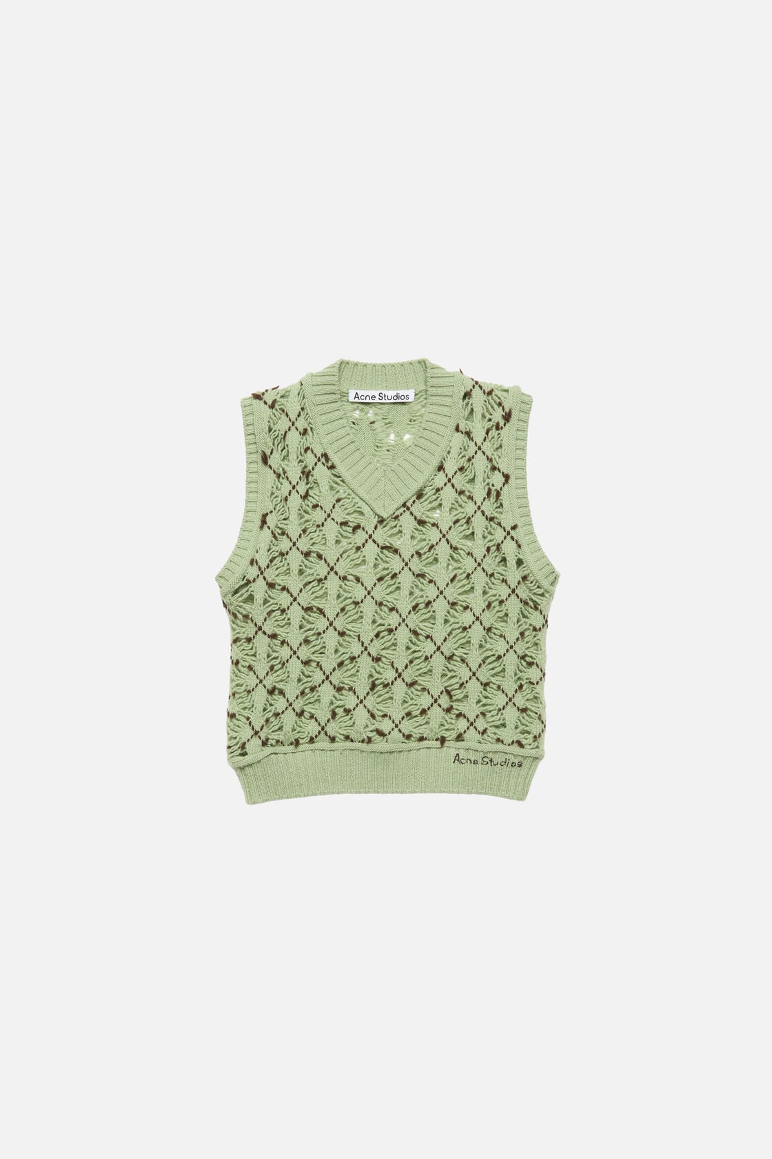 Argyle wool vest - Sage green