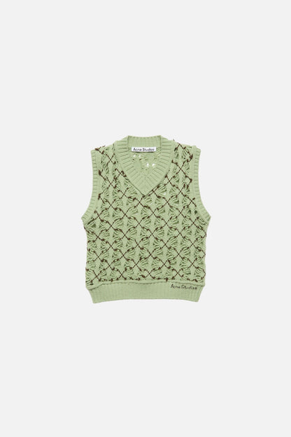 Argyle wool vest - Sage green