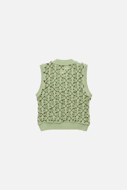 Argyle wool vest - Sage green