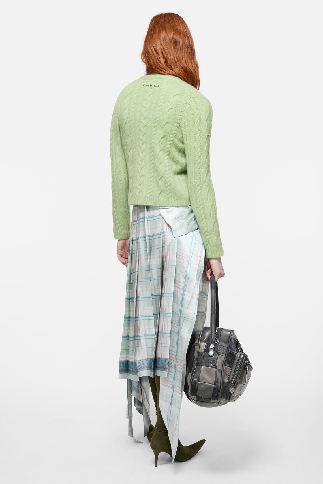 Cashmere Cable-Knit Cardigan - Sage green