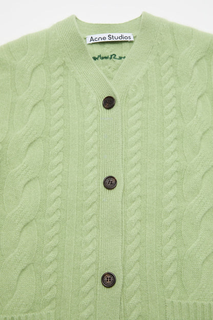 Cashmere Cable-Knit Cardigan - Sage green