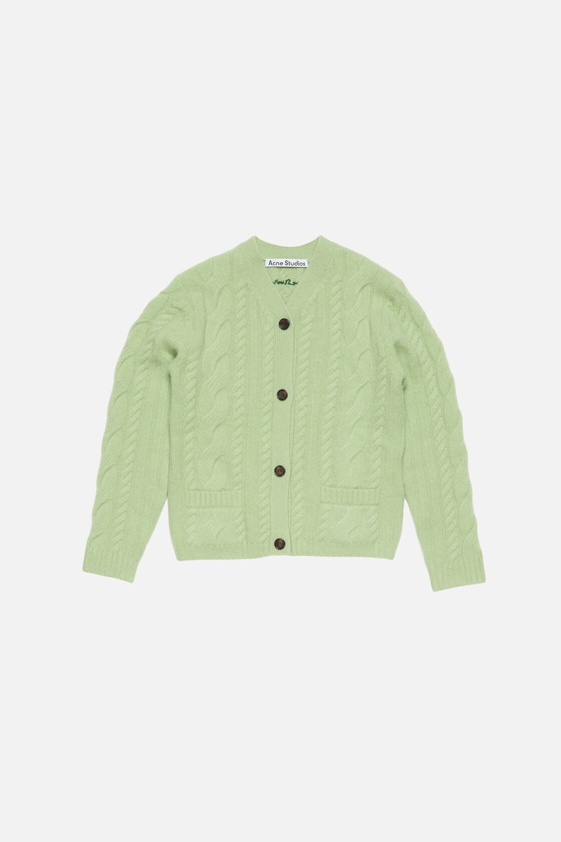 Cashmere Cable-Knit Cardigan - Sage green