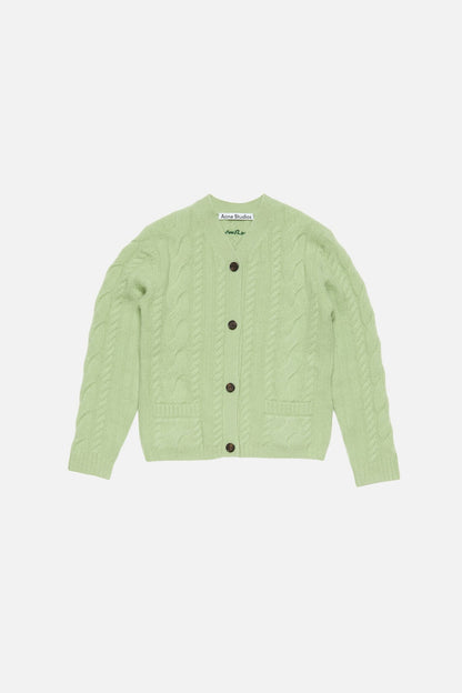 Cashmere Cable-Knit Cardigan - Sage green