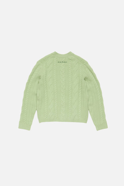 Cashmere Cable-Knit Cardigan - Sage green
