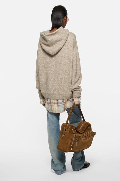 Layered knit hoodie - Medium beige